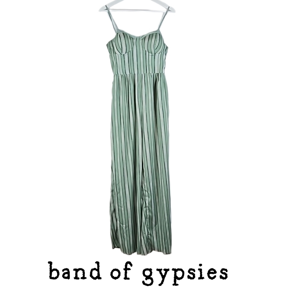 Band of Gypsies Striped Green Pants and Sculpted Cami Jumpsuit